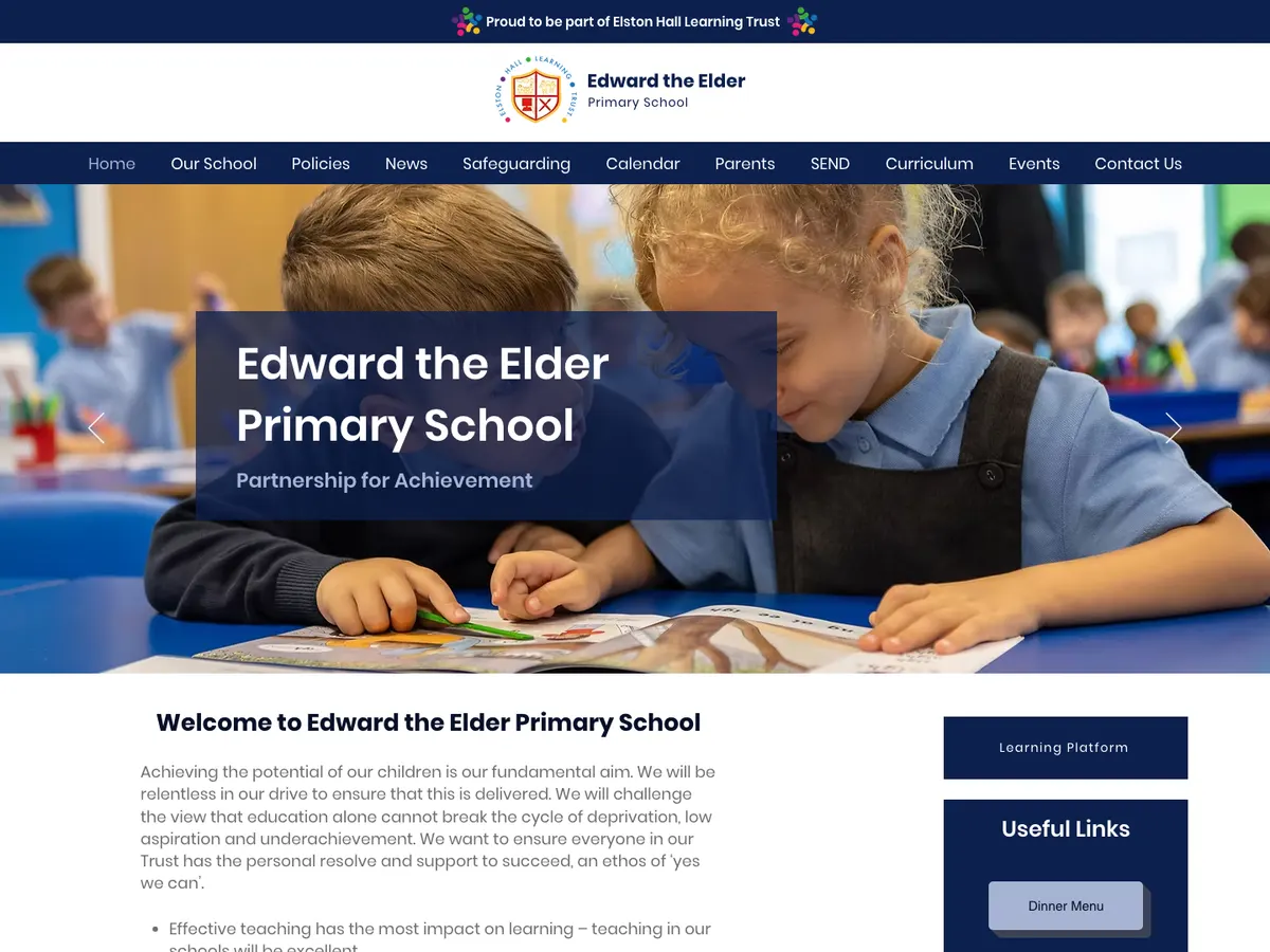 Homepage of the Edward the Elder Primary School website