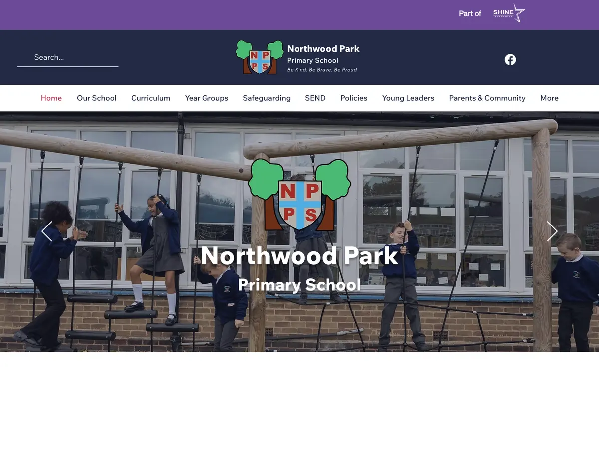 Homepage of the Northwood Park Primary School website
