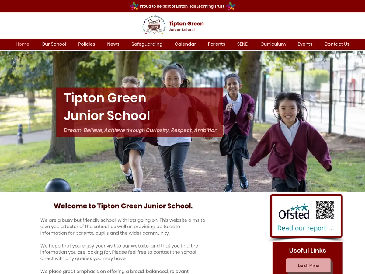 Homepage of the Tipton Green Junior School website